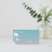 Palmbomen en zeegarnalen strandbruiloft plaatskaartje (Staand voorkant)