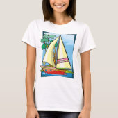 Palmbomen en zeilboot t-shirt (Voorkant)