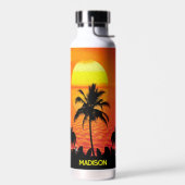 Palmbomen en zonnebanken waterfles (Links)