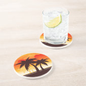 Palmbomen en zonnegeel Onderzetter (Zijkant)