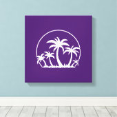 Palmbomen en zonneschijn in wit canvas afdruk (Insitu (Houten vloer))