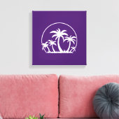 Palmbomen en zonneschijn in wit canvas afdruk (Insitu (Woonkamer))