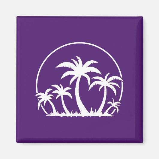 Palmbomen en zonneschijn in wit magneet (Voorkant)