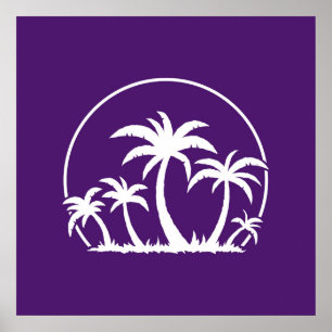 Palmbomen en zonneschijn in wit poster
