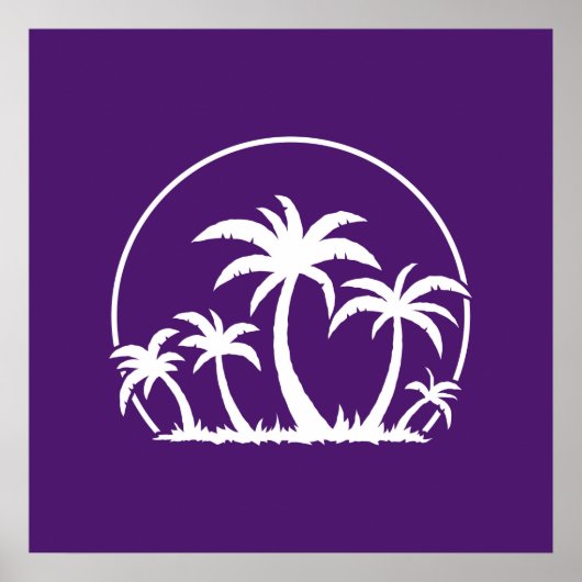 Palmbomen en zonneschijn in wit poster (Voorkant)
