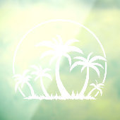 Palmbomen en zonneschijn in wit raamsticker (Vel 3)