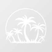 Palmbomen en zonneschijn in wit raamsticker (Vel)