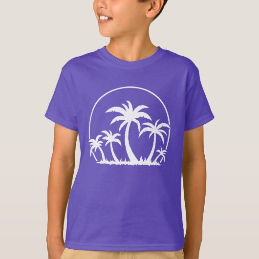 Palmbomen en zonneschijn in wit t-shirt (Voorkant)