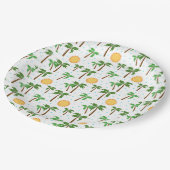 Palmbomen en zonneschijn papieren bordje (Gekanteld)