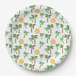Palmbomen en zonneschijn papieren bordje