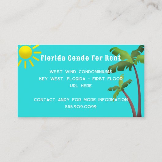 Palmbomen en zonneschijn-Visitekaartjes Visitekaartje (Voorkant)