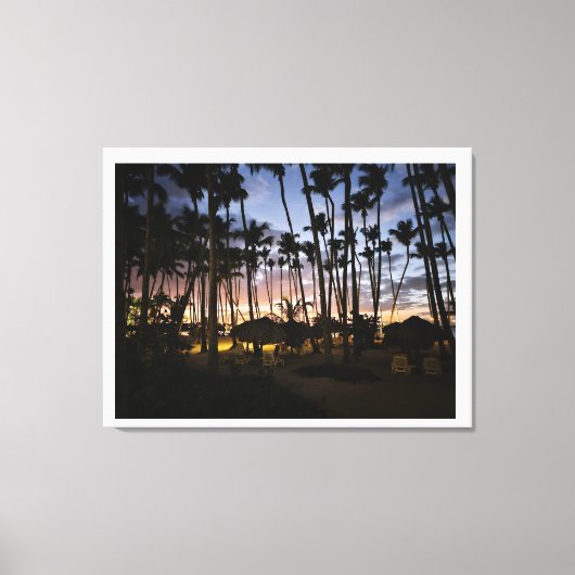 Palmbomen en zonsondergang doek canvas afdruk (Voorkant)