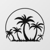 Palmbomen en zonsondergang in zwart raamsticker (Vel)