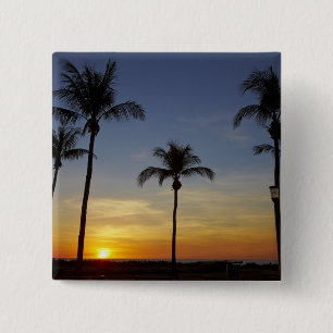 Palmbomen en zonsondergang, Mindil Beach Vierkante Button 5,1 Cm