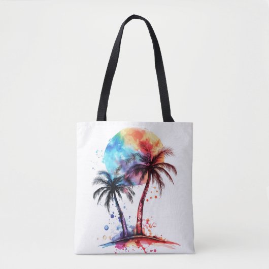 Palmbomen en zonsondergang tote bag (Voorkant)