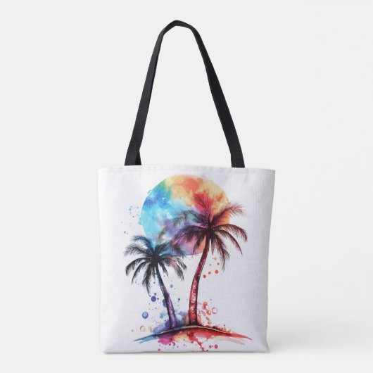 Palmbomen en zonsondergang tote bag (Achterkant)