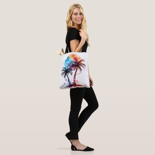 Palmbomen en zonsondergang tote bag (Op model)
