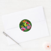 Palmbomen en Zonsondergangen Ronde Sticker (Envelop)