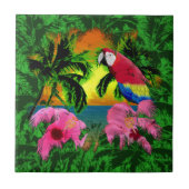 Palmbomen en Zonsondergangen Tegeltje (Voorkant)