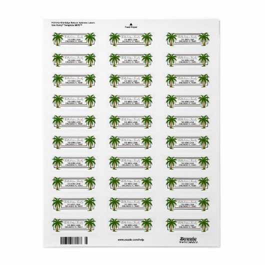 Palmbomen Etiket (Full Sheet)