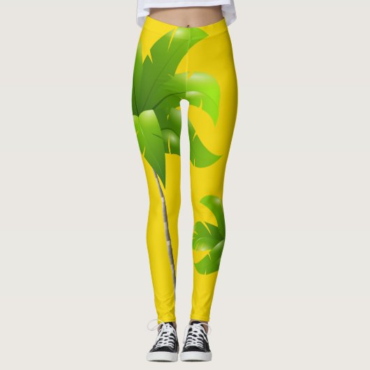 Palmbomen Gele Leggings (Voorkant)