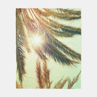 Palmbomen,  getinte lucht. fleece deken