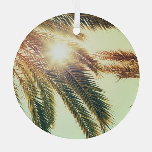 Palmbomen,  getinte lucht. glas ornament (Achterkant)