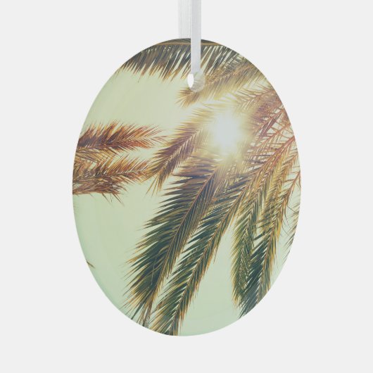 Palmbomen,  getinte lucht. glas ornament (Voorkant Rechts)