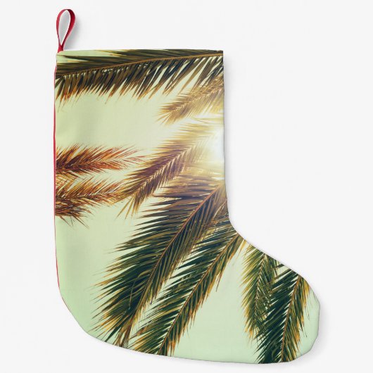 Palmbomen, getinte lucht. kleine kerstsok (Voorkant)