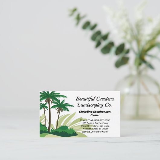 Palmbomen Grafisch Landschap Gazon Care Landschap Visitekaartje (Staand voorkant)