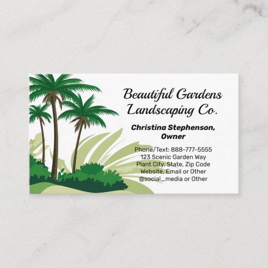 Palmbomen Grafisch Landschap Gazon Care Landschap Visitekaartje (Voorkant)