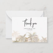 Palmbomen Handgeschreven bruiloft Bedankt Notitiekaartje (Voorkant)