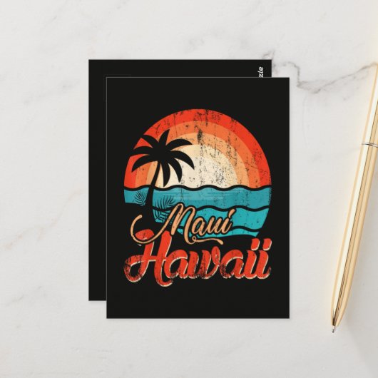 Palmbomen Hawaiaans Strand Briefkaart (Voorkant / Achterkant in situ)