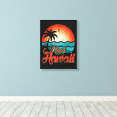 Palmbomen Hawaiaans Strand Canvas Afdruk (Insitu (Houten vloer))