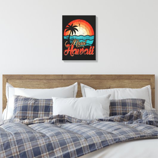 Palmbomen Hawaiaans Strand Canvas Afdruk (Insitu (Slaapkamer))