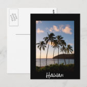 Palmbomen Hawaïaanse zonsopgang met tekst Briefkaart (Voorkant / Achterkant)