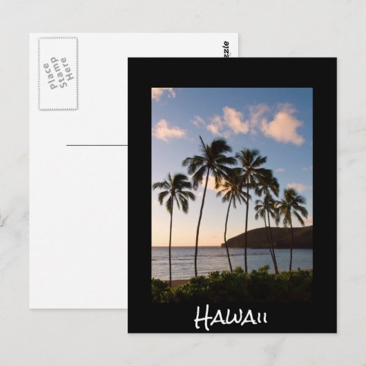 Palmbomen Hawaïaanse zonsopgang met tekst Briefkaart (Voorkant / Achterkant)