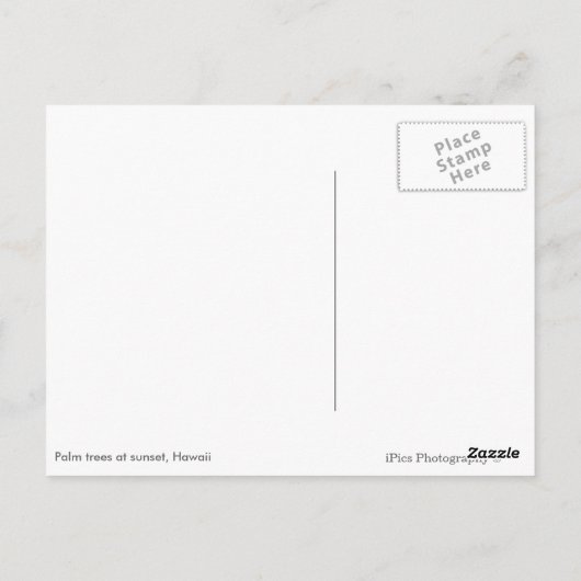 Palmbomen Hawaïaanse zonsopgang met tekst Briefkaart (Achterkant)