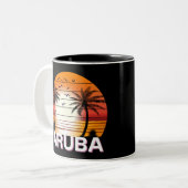  palmbomen in Aruba Tweekleurige Koffiemok (Voorkant links)