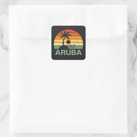 palmbomen in Aruba Vierkante Sticker (Tas)
