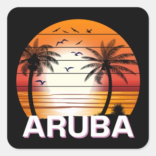 palmbomen in Aruba Vierkante Sticker (Voorkant)