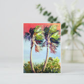 Palmbomen in de wind briefkaart (Staand voorkant)