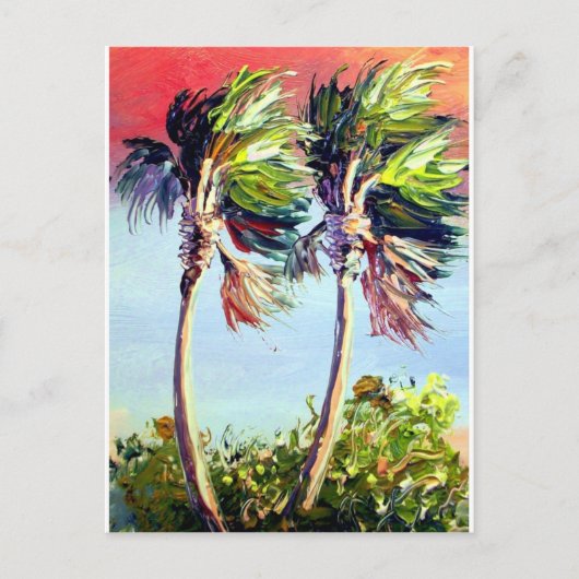 Palmbomen in de wind briefkaart (Voorkant)