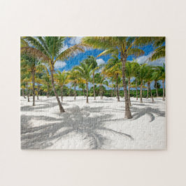 Palmbomen in de zand Jigzaag Puzzle Legpuzzel