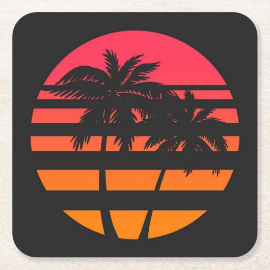 Palmbomen in de zon kartonnen onderzetters (Voorkant)