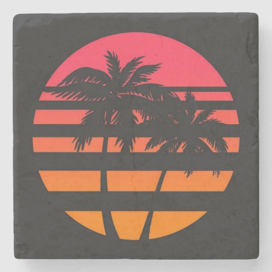 Palmbomen in de zon stenen onderzetter (Voorkant)
