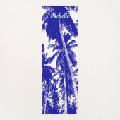 Palmbomen in een blauw en wit geposteriseerd ontwe yogamat (Voorkant)