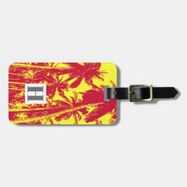 Palmbomen in een geposteriseerd ontwerp bagagelabel