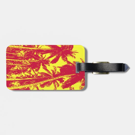 Palmbomen in een geposteriseerd ontwerp bagagelabel (Achterkant horizontaal)