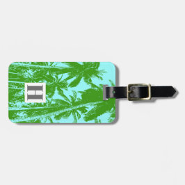 Palmbomen in een geposteriseerd ontwerp bagagelabel